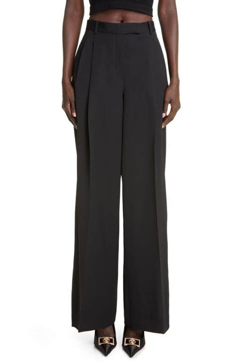 Straight virgin wool gabardine pants in black 